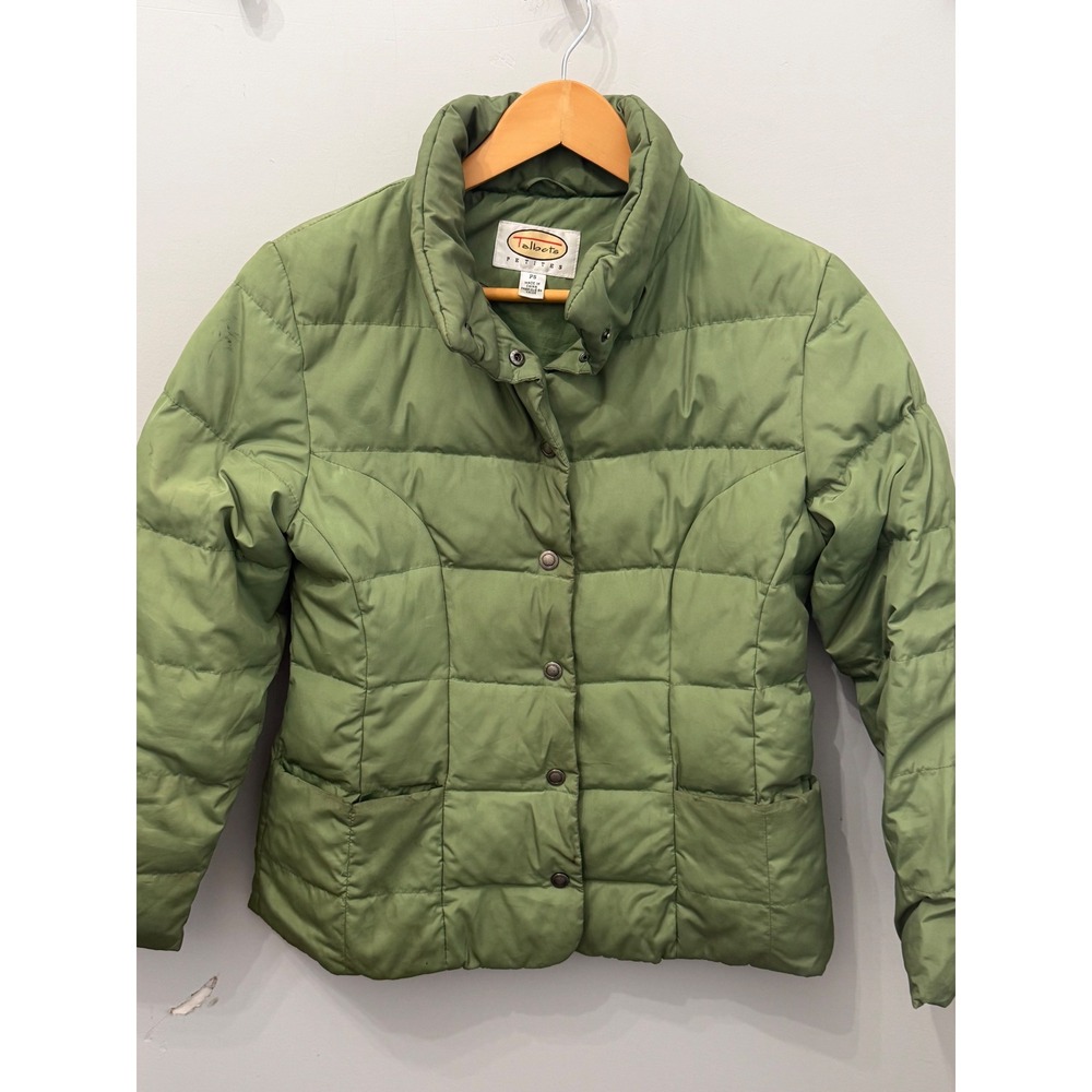 Talbots Petites Green Duck Down Puffer Jacket Coat Size PS Petite Small